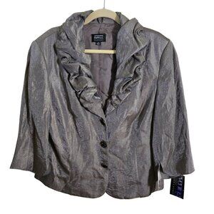 Adrianna Papell NWT Shimmer Taupe Ruffle Collar Evening Jacket Size 18